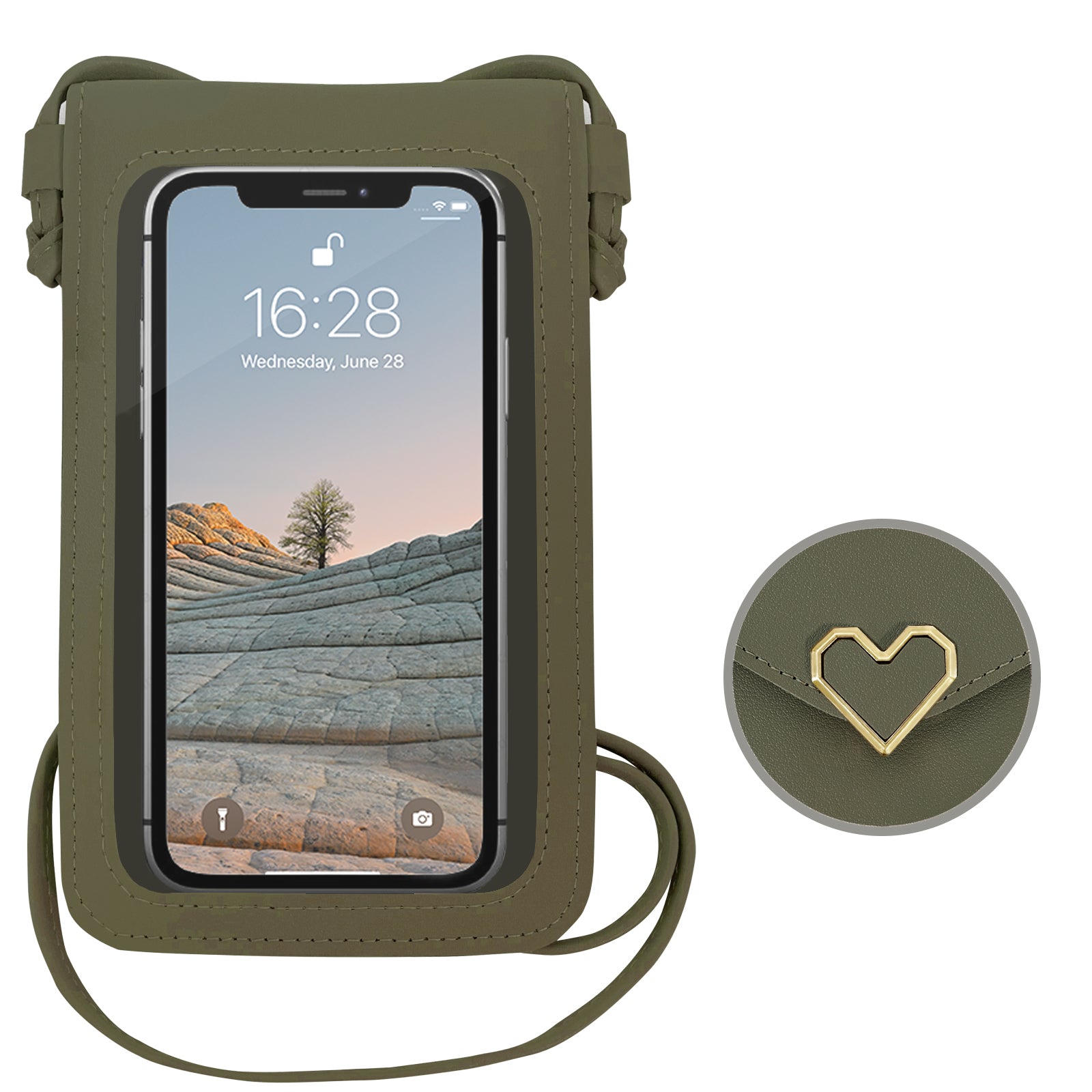 Mugrs™ PU Leather Mini Flap Crossbady Phone Bag, Army Green Color