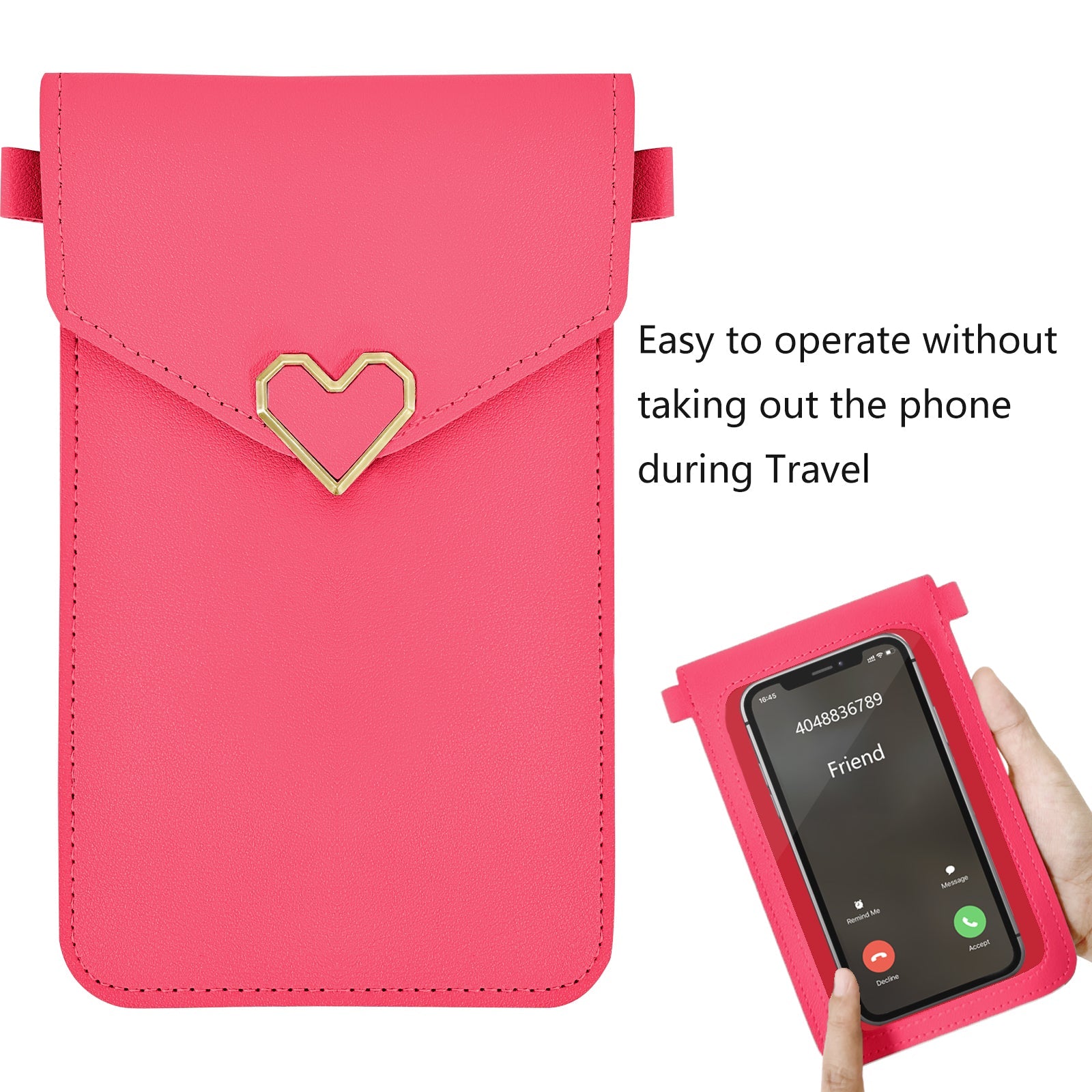 Mugrs™ PU Leather Mini Flap Crossbady Phone Bag, Hot Pink Color