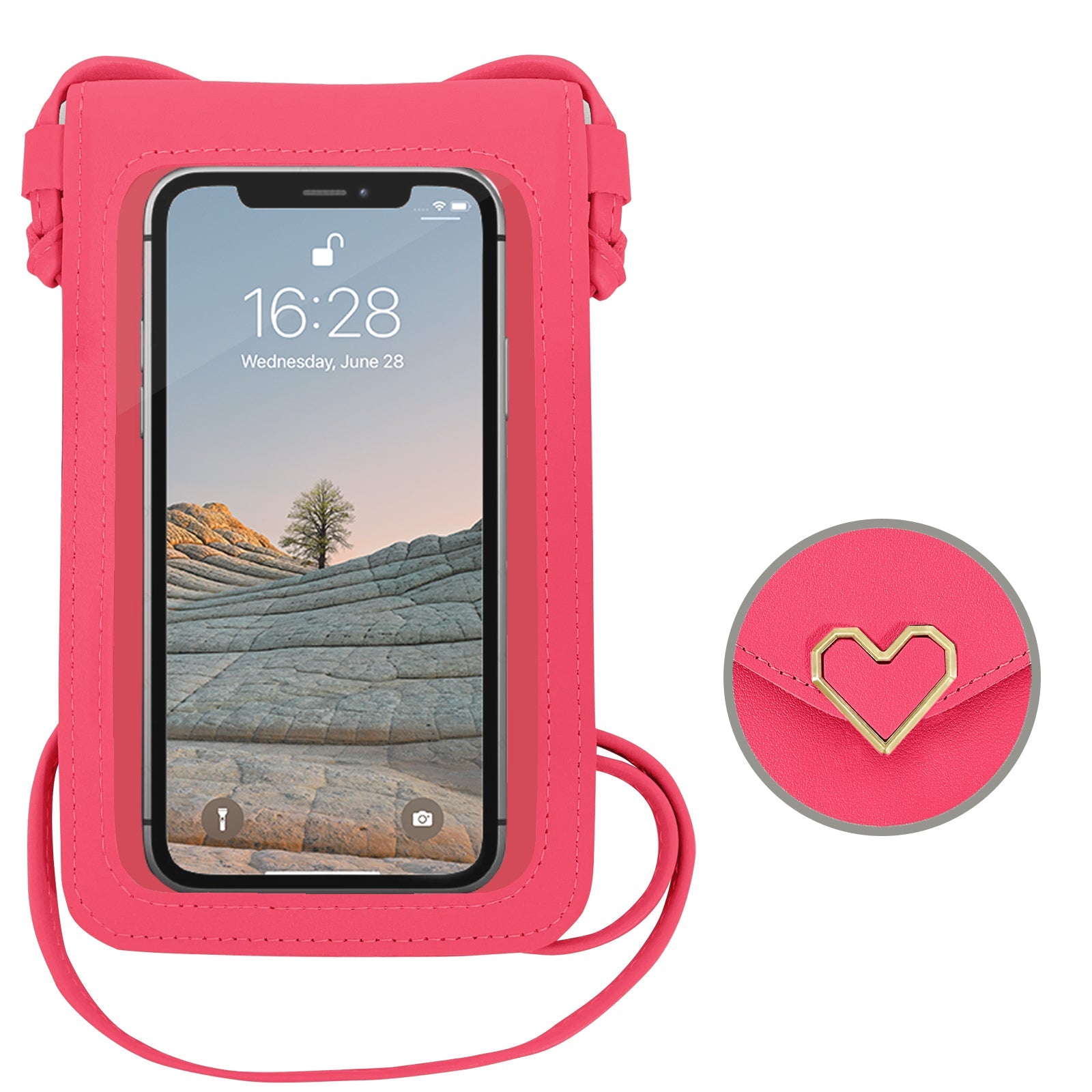 Mugrs™ PU Leather Mini Flap Crossbady Phone Bag, Hot Pink Color