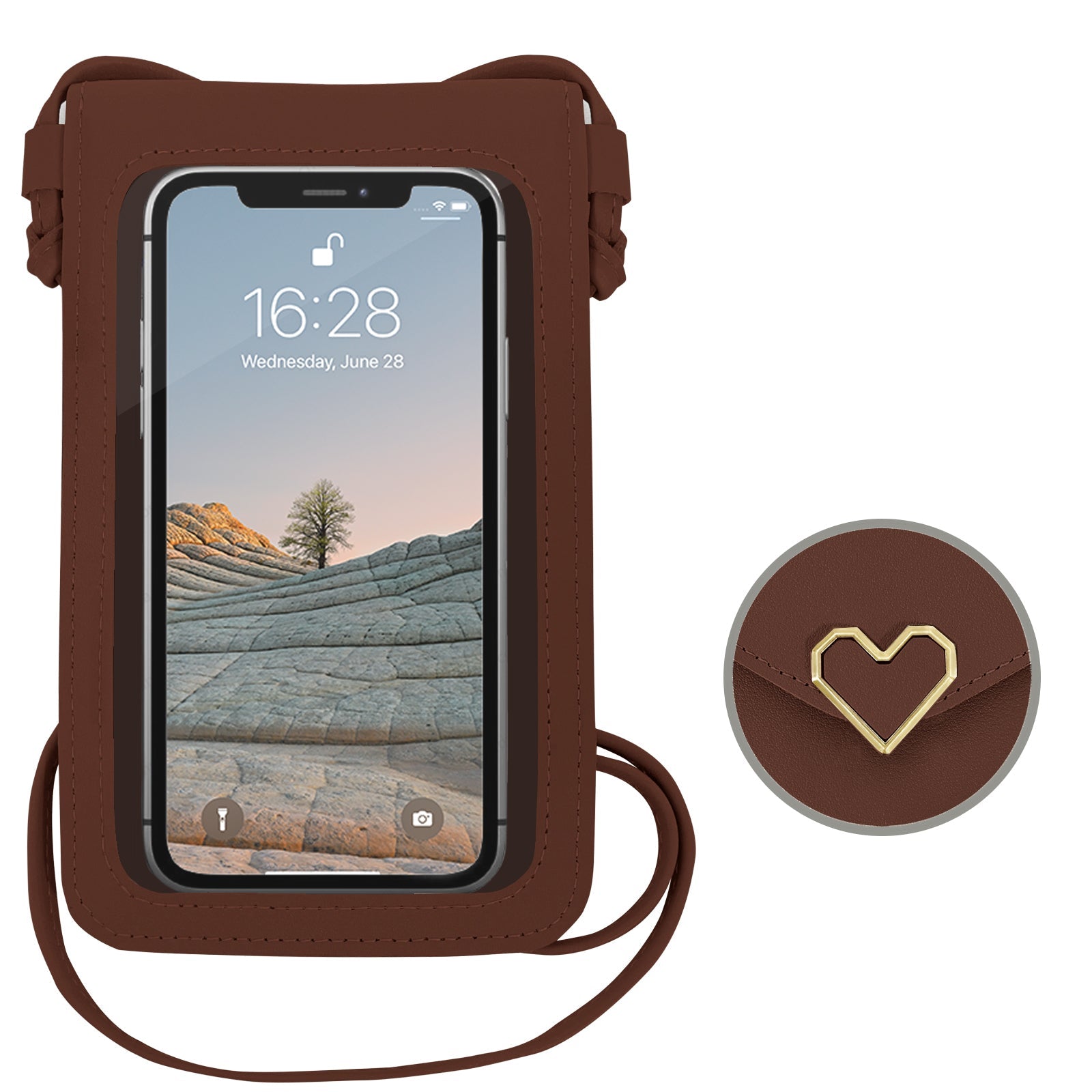 Mugrs™ PU Leather Mini Flap Crossbady Phone Bag, Pecan Color