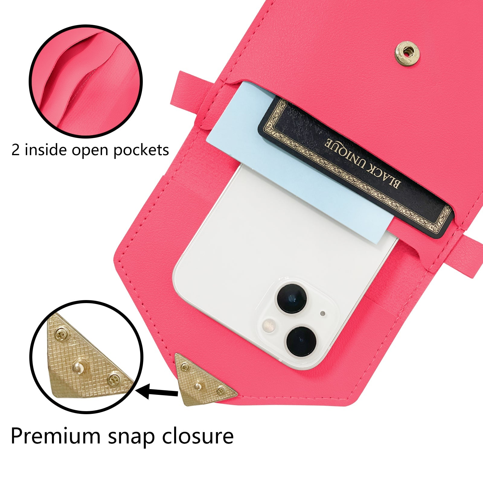 Mugrs™ PU Leather Mini Flap Crossbady Phone Bag, Hot Pink Color