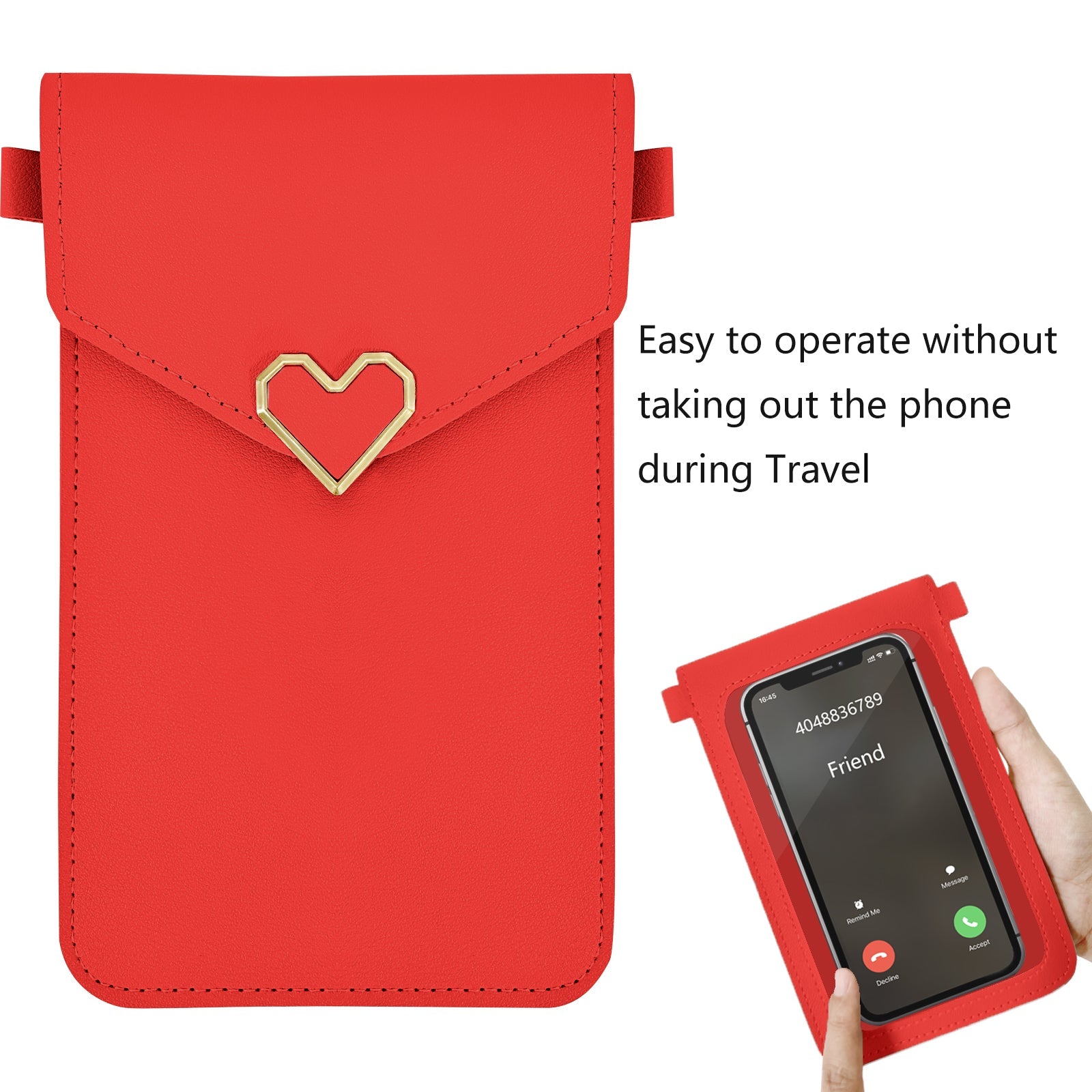 Mugrs™ PU Leather Mini Flap Crossbady Phone Bag, Red Color