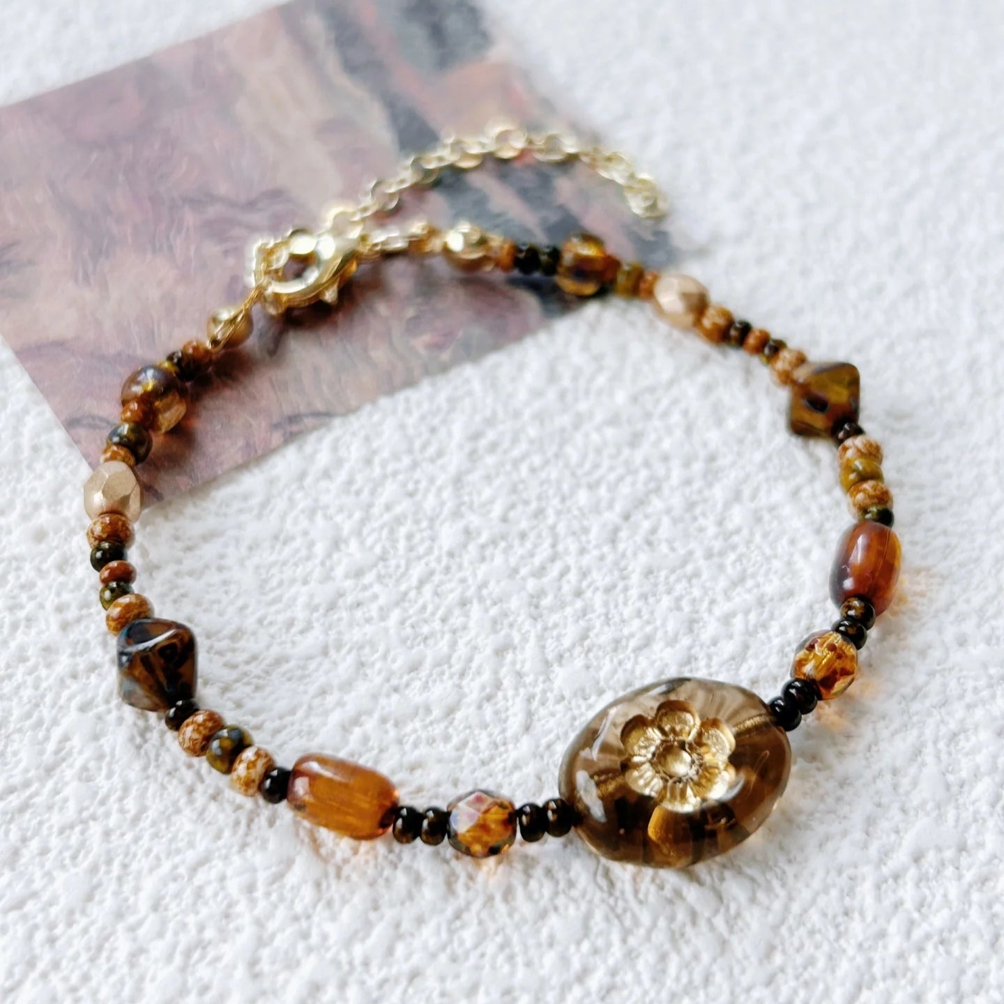 Autumn Espoo Vintage Handmade Czech Bead Bracelet