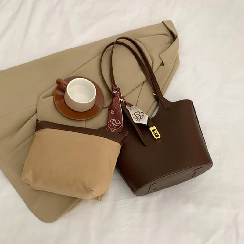 Mugrs™ Two Pieces Soft Leather Bucket Bag