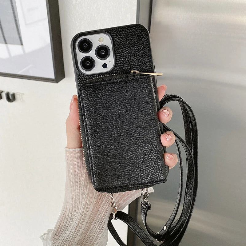 Mugrs™ Vegan Leather Crossbody Phone Case with Long Strap