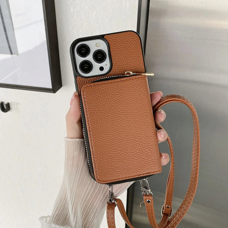 Mugrs™ Vegan Leather Crossbody Phone Case with Long Strap