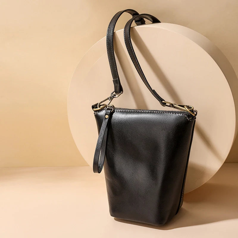 Mugrs™ Vintage Vegan Leather Bucket Phone Bag